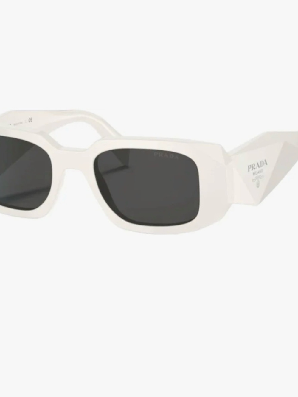 Prada White Frame Sunglasses with Black Lenses